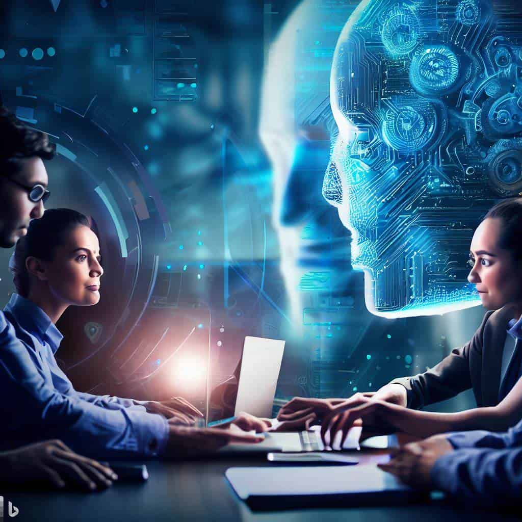 People working collaboratively with artificial intelligence